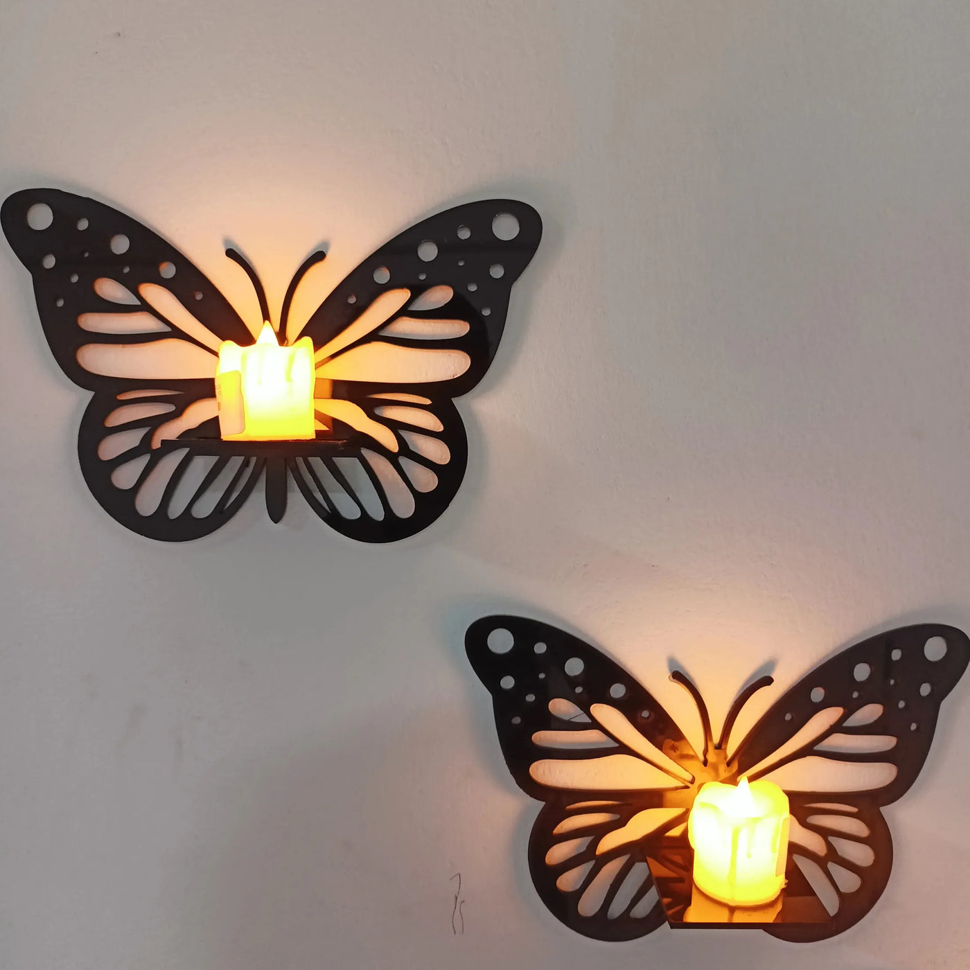 Decorative Butterfly Wall Shelf, Decoration Candlestick, Wall Décor Ideas, Wooden Wall Shelves ( Candle Light Not Include )