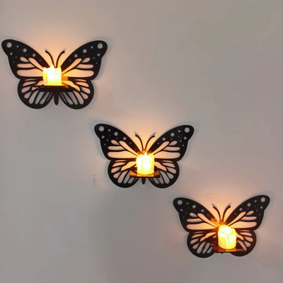 Decorative Butterfly Wall Shelf, Decoration Candlestick, Wall Décor Ideas, Wooden Wall Shelves ( Candle Light Not Include )